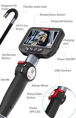 RALCAM Endoscope Camera Articulated Endoscope 2-way 180° Industrial Inspection - Picture 6 of 15