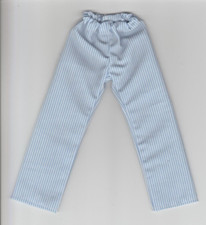Homemade Doll Clothes-Blue/White Striped Elastic Waist Pants fits Ken Doll P2