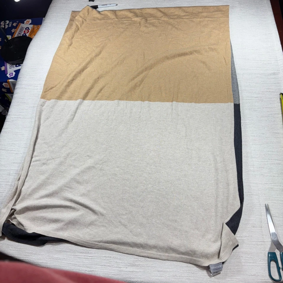 Chicos Colorblock Viaje Envoltura Tejido Chal Bufanda Lana Cachemira Mezcla Neutro Foto 4 de 4