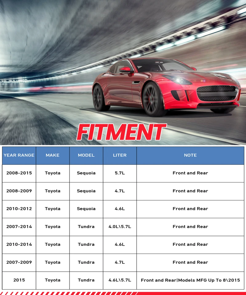 Front & Rear Brake Caliper Set(4) for Toyota Tundra 2007-2015 Sequoia 2008-2015 Foto 2 de 4