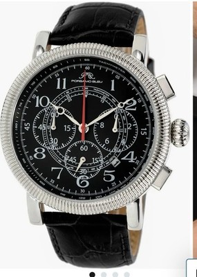 NEW Porsamo Bleu Chronograph Men's STAINLESS STEEL Silver Black 48 MM1 BRAND NEW