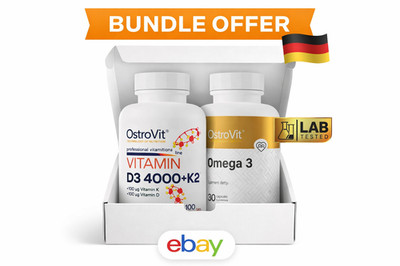 OstroVit Vitamin D3 4000 IU K2 MK7 100 Tabs plus Omega 3 30 Softgels Vorteil Box