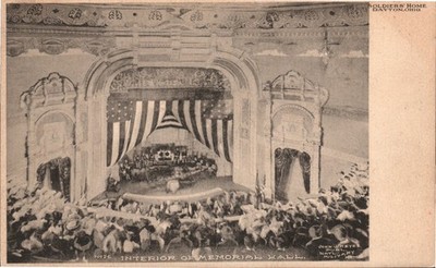 UDB Dayton Ohio Soldiers' Home Memorial Hall Interior Albertype Postcard