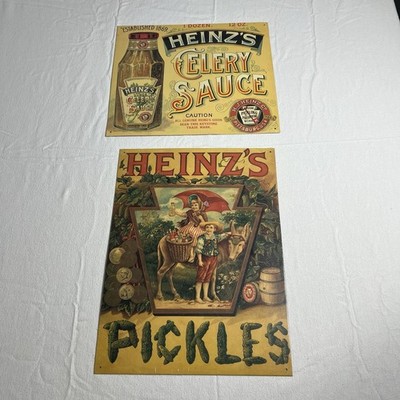 Vintage Heinz Pickles/Heinz Celery Sauce Embossed Metal Sign 1993 New in Wrap