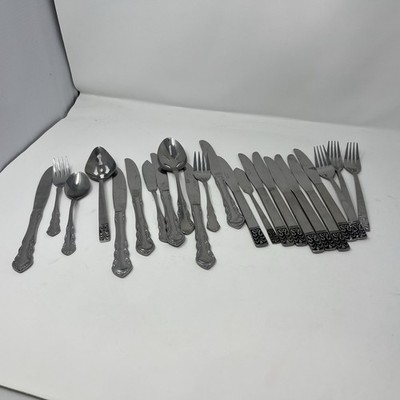 24 Vtg Stainless Flatware Mixed lot Boho MCM Mismatch Rebacraft & Carlyle Japan