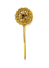 League Of American Wheelmen Lapel Pin  Gold Tone Ruby 1930s 3/4" diameter LS