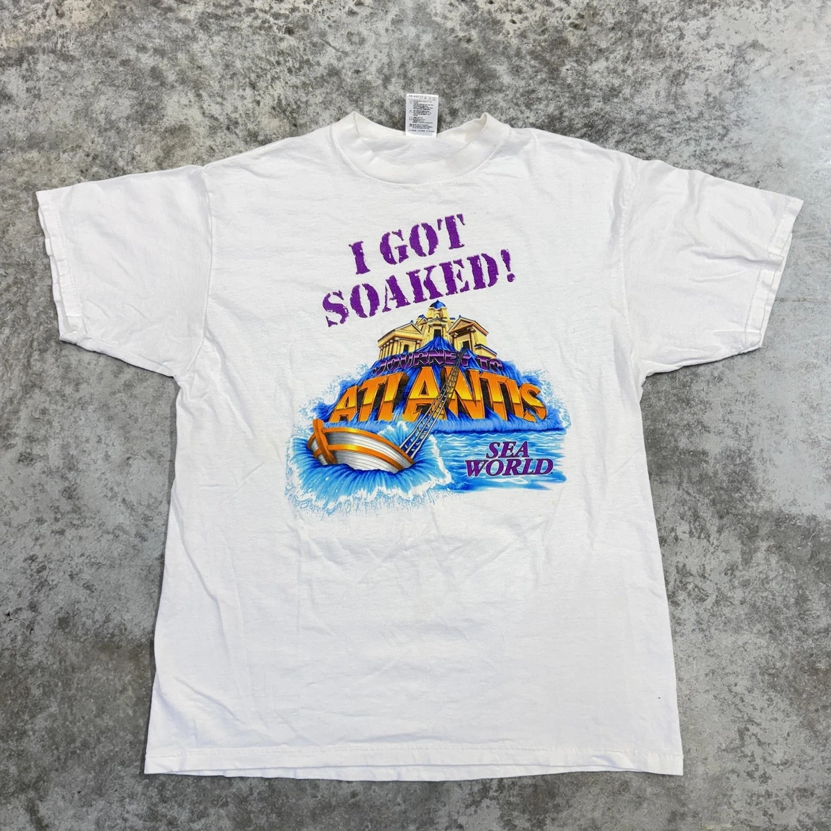 Vintage Tultex Sea World Atlantis Shirt Mens XL White I Got Soaked