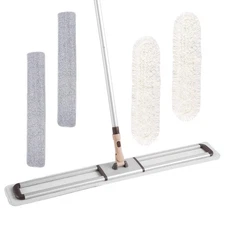 Professional 36" Commercial Large Dust Mop | 2 Cotton Cloths & 2 Microfiber P...