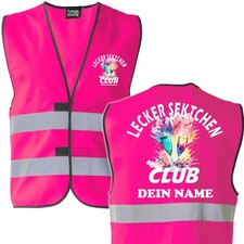 Lecker Sektchen Club Warnweste mit Namen – Lustige Partyweste für echte Mitglied