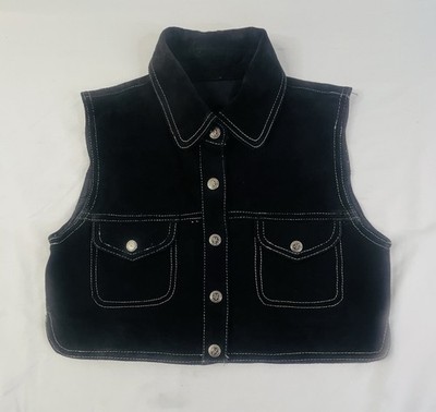 It s Our Universe Suede Vest-Black Western Moto Crop Size Small