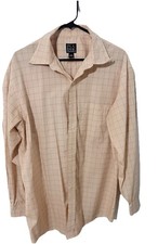 Jos. A. Bank Traveler's Collection Beige Check Dress Shirt L 100 Cotton
