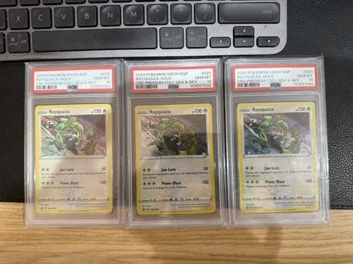 Pokémon Rayquaza Holo Black Star Promo TCG Card SWSH029 2024 PSA 10 * 3 Slabs