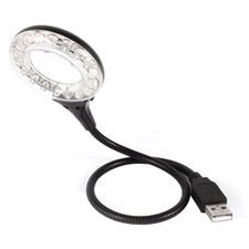 Handy Silver Tone Gooseneck 3 X Magnifier White 18 LEDs Light USB Lamp Black