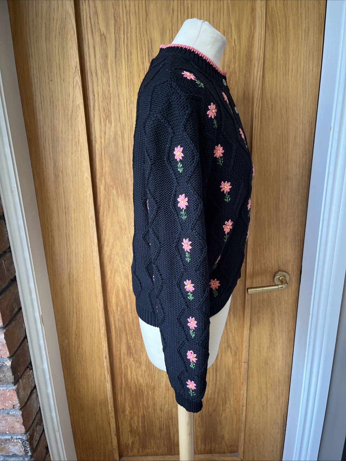 Shrimps Bennett Black Embroidered Floral Wool Blend Size Medium image 6