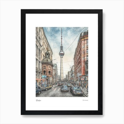 Berlin Germany Pencil Sketch 3 Wate Framed Wall Art Poster Canvas Print Picture