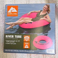 Ozark Trail River Tube Inflatable Swim Ring Float Pink 39 in Dia 220 lb