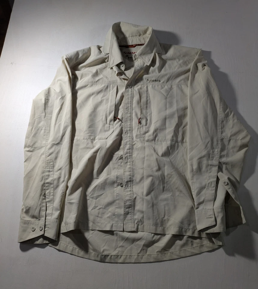 Camisa de pesca Simms No Fly Zone 100 % poliéster manga larga para hombre grande beige Foto 2 de 4