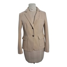 Women s Beige Blazer Size S Office Workwear Classic Suit Jacket Clean Soft
