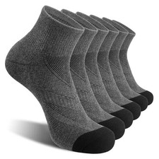 6 Pack Men's Ankle Socks Cotton Cushioned Athletic Running Large Dark Grey