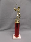 male golf trophy red column white marble base