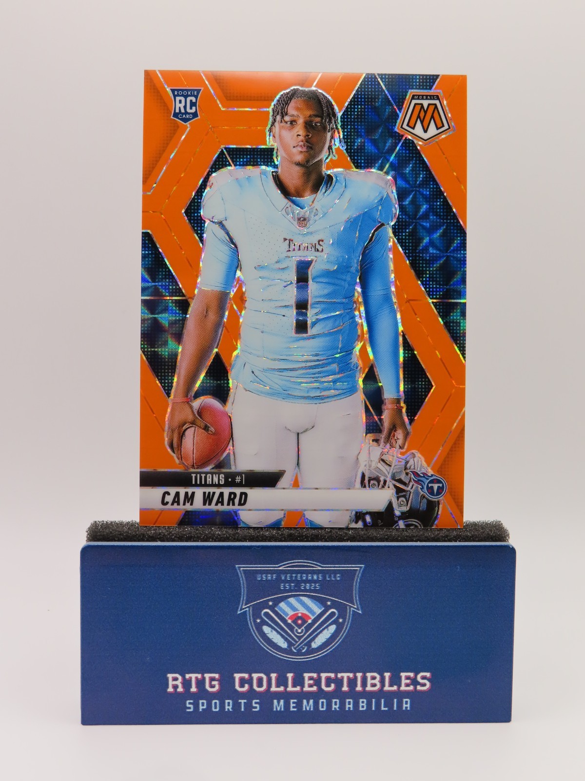 Cam Ward (TEN) 2025 Panini Mosaic #272 Orange Fluorescent Rookie Variation /25