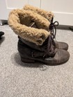 diba brown leather sherpa lined ankle boots size 8.5 39 B EUC — photo 1