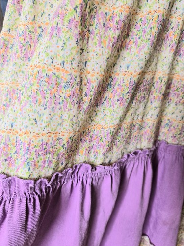 VINTAGE 1970s 70's LAVENDER FADED GLORY COTTON CALICO HIPPY STYLE SUN DRESS XS/S - Picture 6 of 7