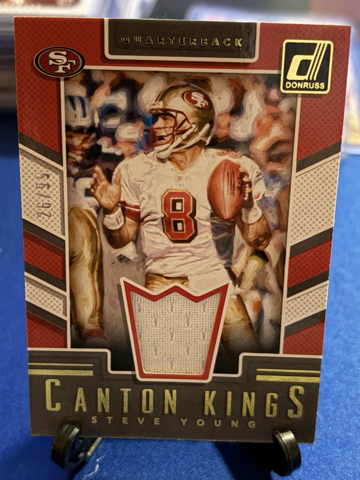2017 Panini Donruss Canton Kings Steve Young Game Worn Patch 26/99