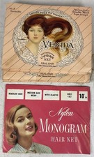 14 Vintage 1940's 1950's Venida Real Hair Monogram Nylon Hair Nets