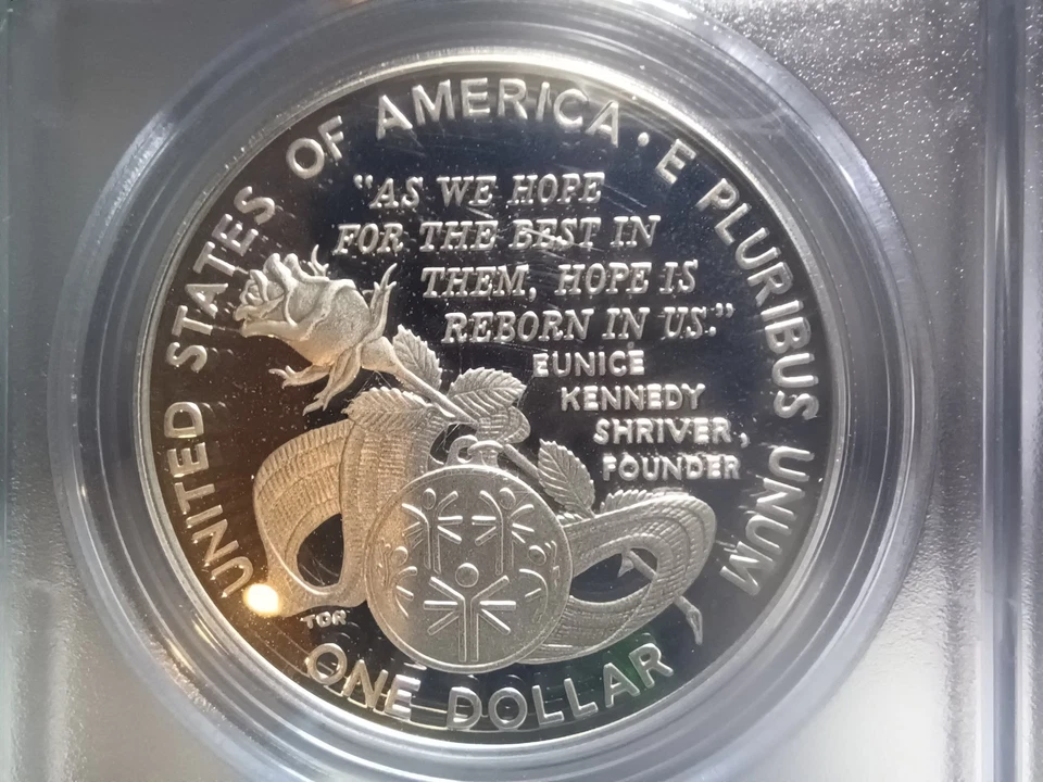 1995 P Special Olympics Commemorative Silver Dollar PCGS PR69DCAM. Video SL0164. - Image 4 of 4