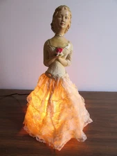 Porcelain 14¼” Half-Doll Lamp Shade—Blonde Bride Illuminated Atop Wired Frame