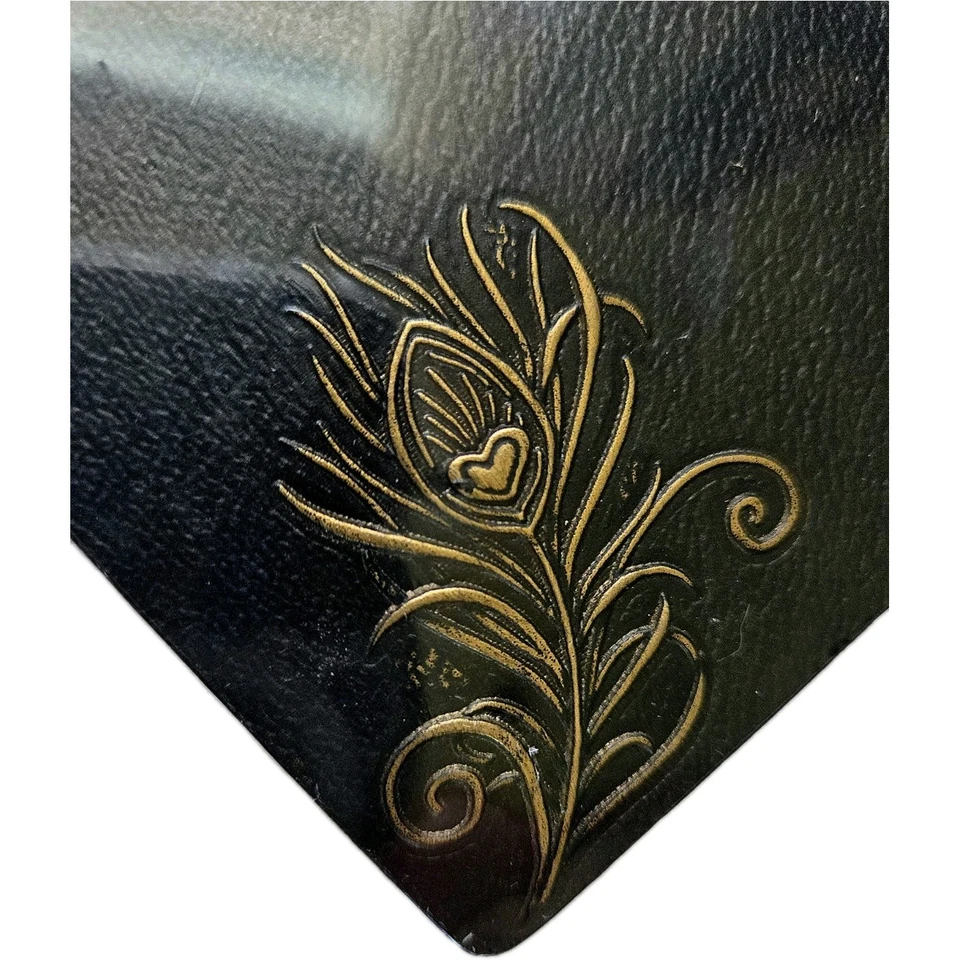 Notebook Diary Peacock Journal Embossed Cover Faux Leather Dark Brown Gold Blank - Image 3 of 4