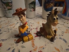 Disney Toy Story 2 Sculpted Ceramic Salt And Pepper Woody And Bullseye 
