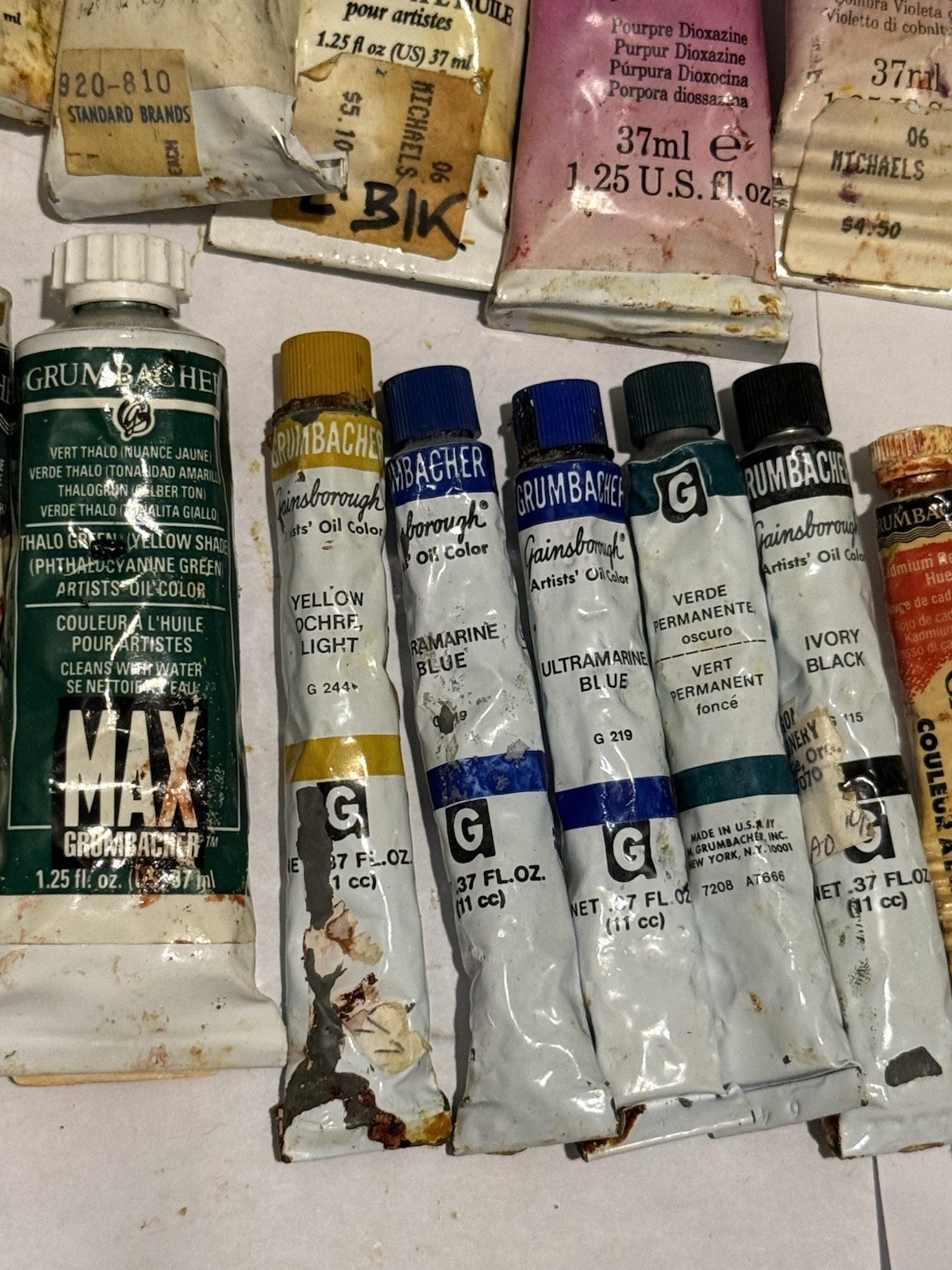 Vintage Grumbacher Gainsborough Winsor & Newton PreTested Oil Paint Lot Of 34