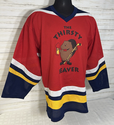 #ad RARE Vtg. ProJoy Pro Joy The Thirsty Beaver Mesh Hockey Jersey Size XL starter $119.99