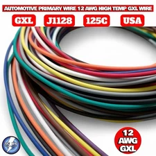 250 FEET AUTOMOTIVE PRIMARY WIRE 12 AWG HIGH TEMP GXL WIRE 10 COLORS 25 FT EA