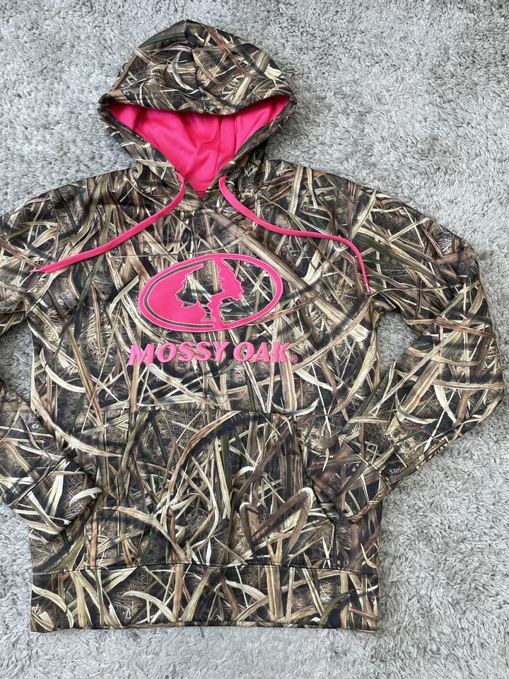 Mossy Oak Hoodie Youth Small Camo Pink Logo Pullover Sweatshirt 100% Polyester - Image 2 of 4