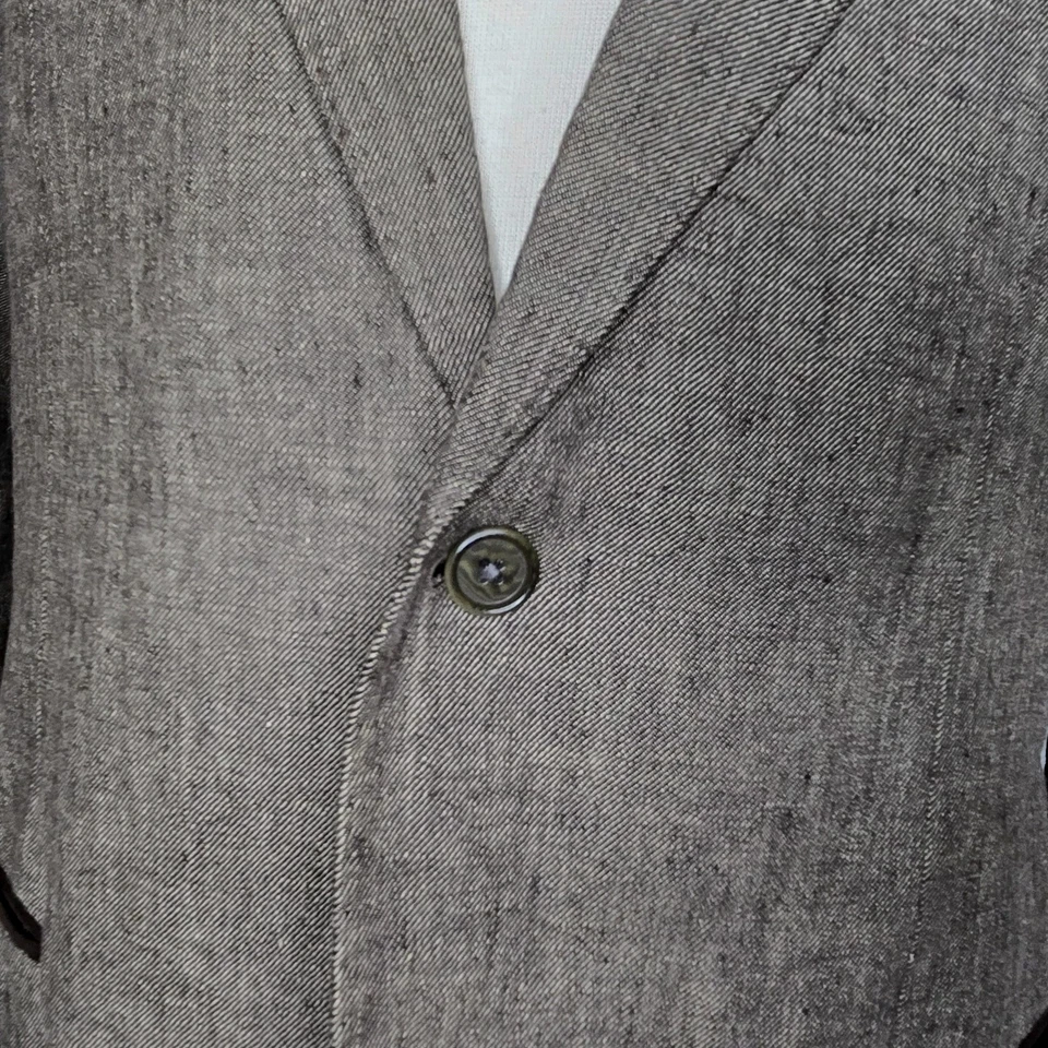 John Varvatos 100% Linen Brown Peak Lapel Dual Vent 2 Button Blazer 42 Long Slim - Изображение 4 из 4