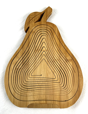 Collapsible Basket Trivet Pear Shaped Wood Art- Fruit, Bread, Free Ship