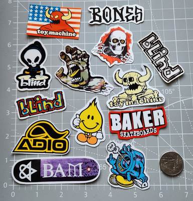 Skateboard Stickers (13) Baker Blind Element Bomes  Adio Santa Cruz Flame Boy 