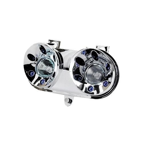 Phare halogène haute luminosité chrome et bleu pour Booster Rocket