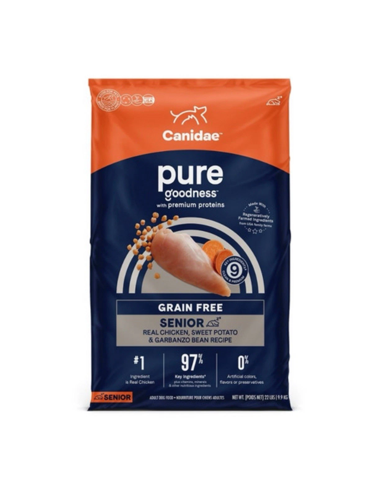 CANIDAE PURE Senior Grain-Free LID Dry Dog Food Chicken 12lb New 2025 BBD