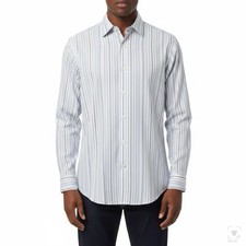 Banana Republic Men Fitted Blue  White Stripe Cotton Shirt SZ S 14-14 1/2