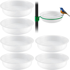 6 Pcs Plastic Bird Feeders Water Bowls Round Birdbath Water Dish Feeding Station