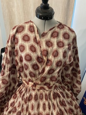 Antique Original Late 1850 s Cotton Or Wool Blend Diaphanous Dress