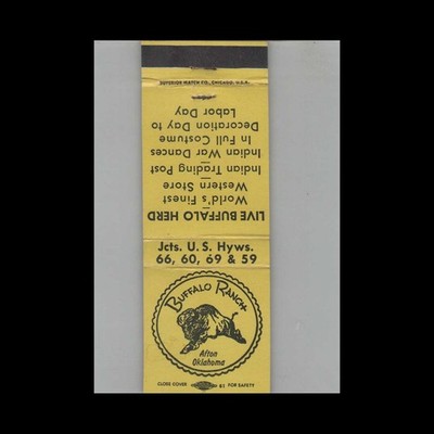 Matchbook Cover Buffalo Ranch Afton OK