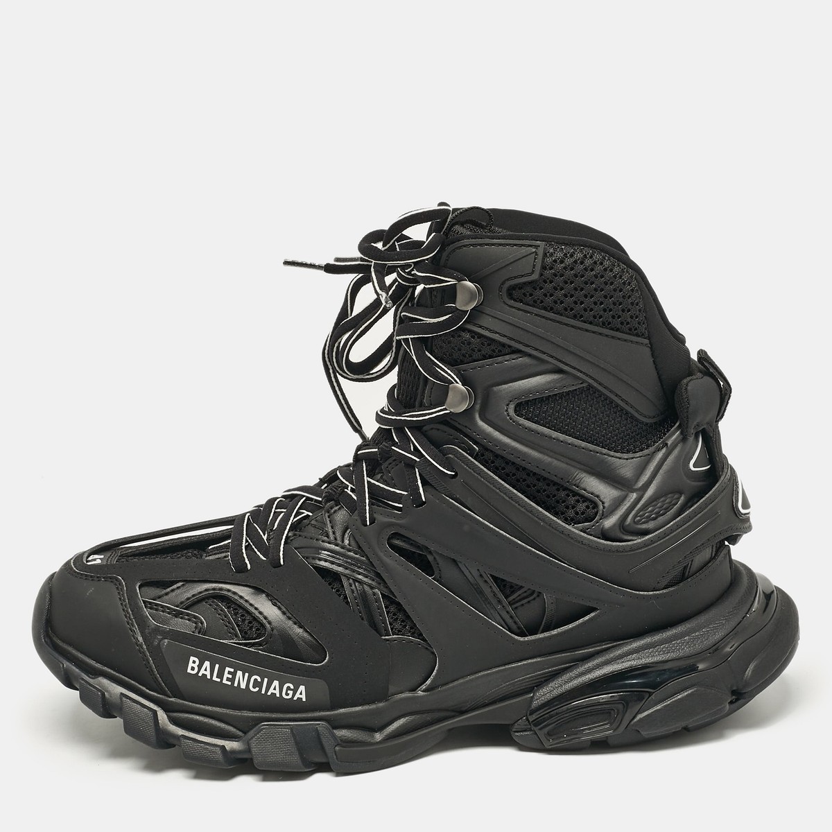 Balenciaga Black Mesh and Faux Leather Track Hike High Top