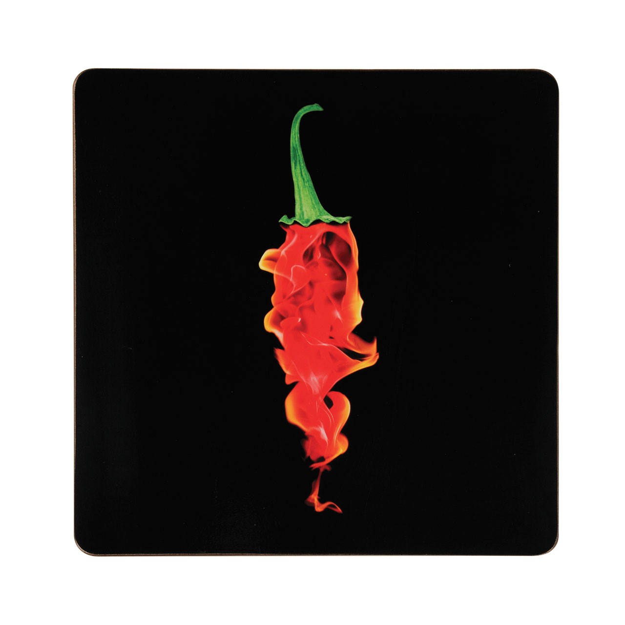 Set of 4 Flaming Chilli Square Tablemat Dining Serving Tableware Mats Placemats