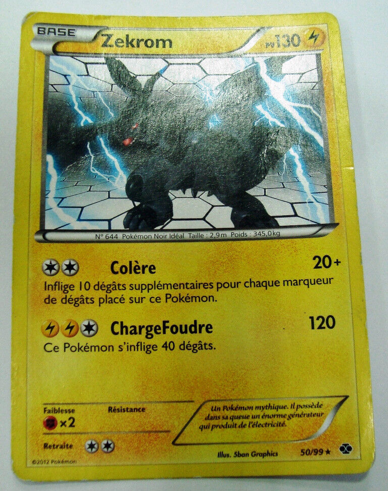 A63 Rare Carte POKEMON Zekrom 130 PV 50/99