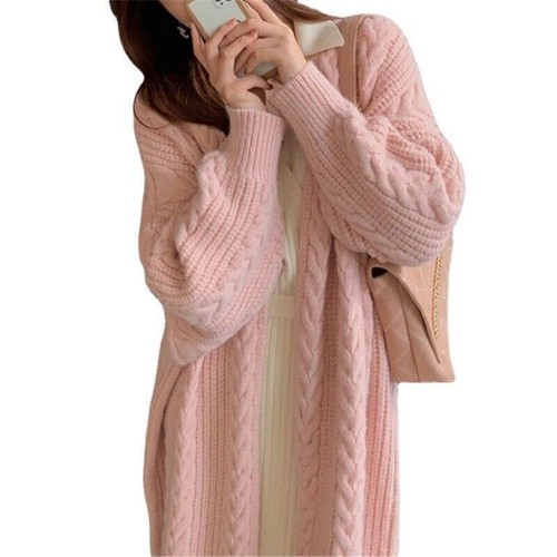 New Long Knitted Sweater Cardigan Thick Coat Women's Warm Knitted Jacket - Picture 5 of 27